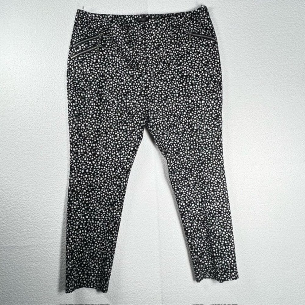 Metaphor Womens Ankle Pants Black w/ White Geometric print Size 18; 98% cotton